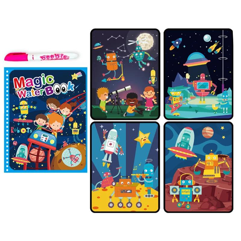Non-Toxic Children Early Education Toys Magical Book With Pen Water Drawing Montessori Toys Gift Reusable Coloring Book Magic Drawing Book