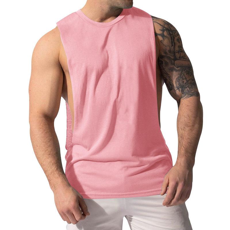 Men Muscle Fit Sleeveless Tank Top With Side Cutout Workout Gym Shirt