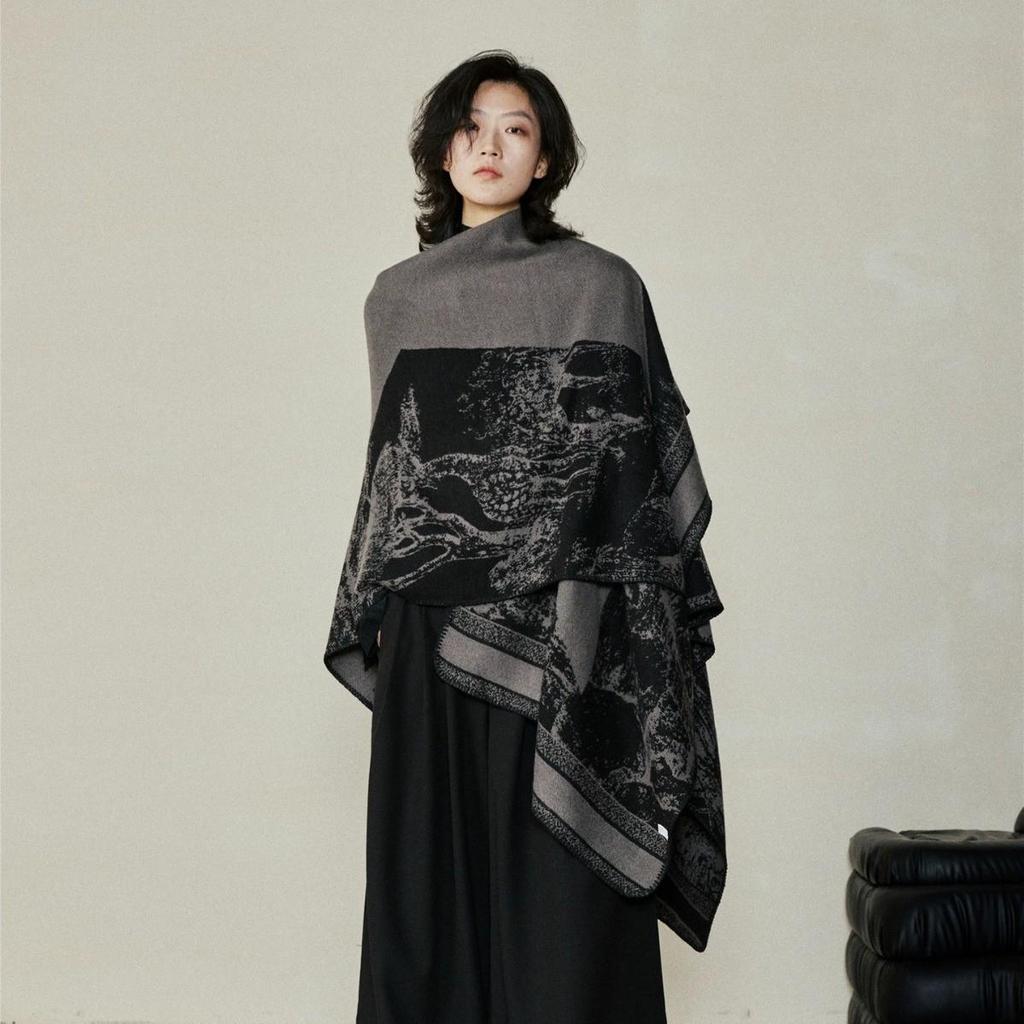 Ethnic Ink Painting Tassel Shawl Cape - Imitation Cashmere, Women's Travel Outfit