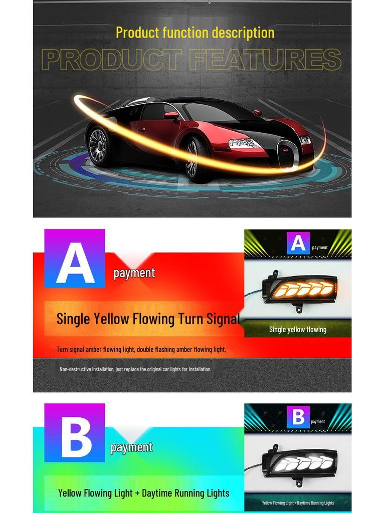 Subaru WRX STI 15-18 Rearview Mirror Dragon Scale Sequential Turn Signal Light with Blue DRL