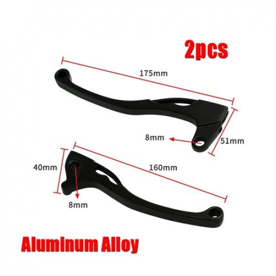 2pcs 8MM Motorcycle Handle Left+Right Brake Lever w/Clutch Black Aluminum Alloy