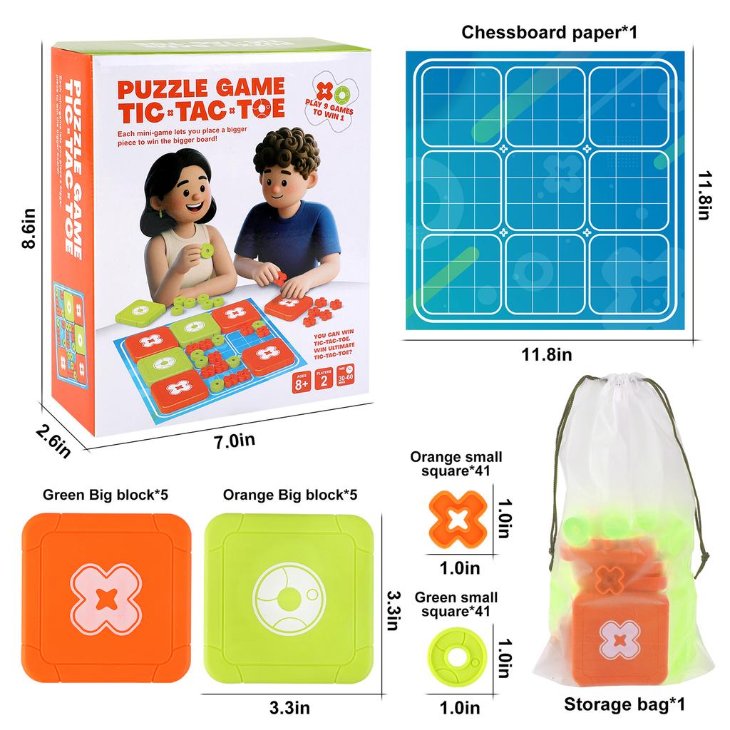 Tic Tac Toe Bolt Game, Original Family Party Board Games, Portable Travel Games for Car Ride, Toys Gift Idea for Kids & Adults