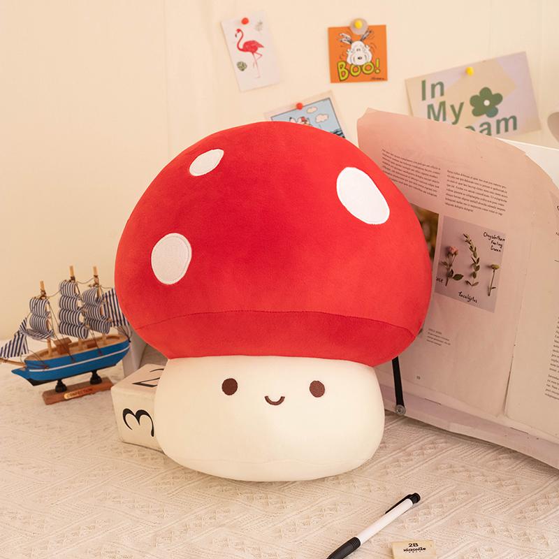 Süßes Pilz-Stofftier Weiches Rotes Pilz-Plüschtier Kissen Kawaii Quetsch-Puppe Stofftier Umarmungs-Kissen Geschenk für Kinder Geschenk