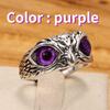 Fashion Vintage Cute Blue Eyes Owl Ring For Men Women Open Rings Silver Color Engagement Wedding Couple Ring Jewelry Gifts