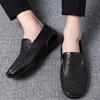 Plus Size Summer New Men's Gommino Breathable Hollow Leather Casual Shoes All-Matching Lazybones' Shoes