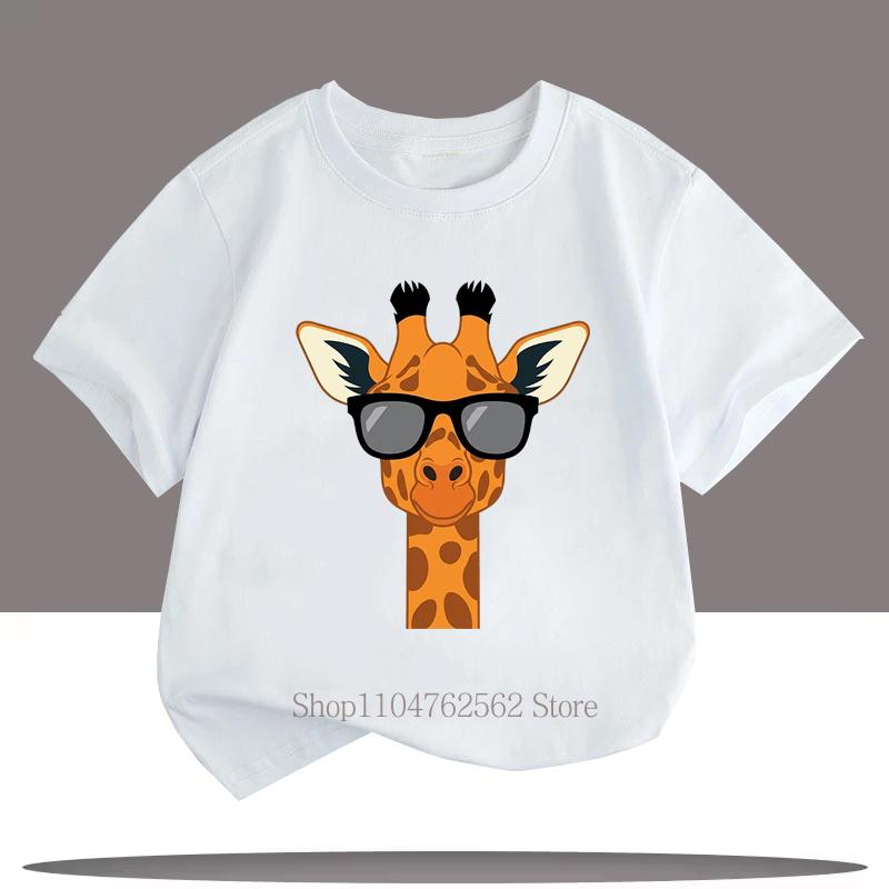 Cool Giraffe Print Teenager Tshirts Children Clothing Summer Boys Girls Casual Fashion Funny Colorful Kids Short Sleeve Tees