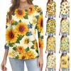 T-shirt da donna stampata allentata con maniche a 3/4, girocollo, moda casual, alla moda