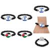 Israel Palestine Flag Gemstone Bracelet Unisex Black Beaded Jewelry Wholesale