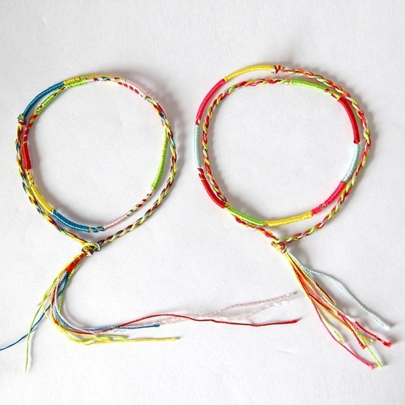 10 Colorful Thread Friendship Bracelet Braided Hippie Friendship Bracelets
