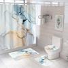 Bathroom Shower Curtain Four-piece Digital Printing Marble Waterproof Shower Curtain Toilet Partition Curtain Bath Mat