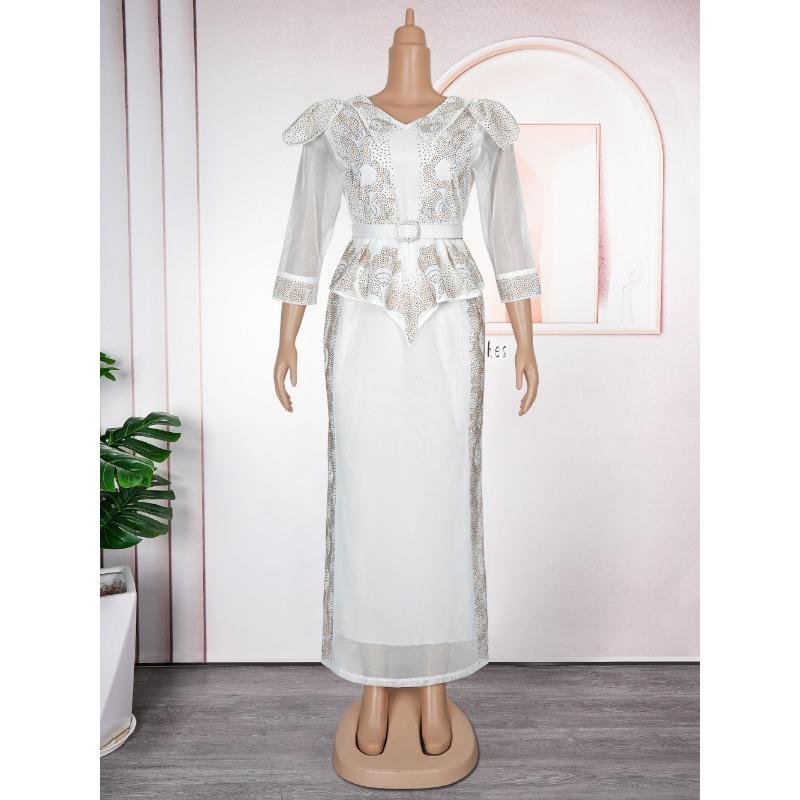 Plus Size Damenmode Hot Diamond Weihnachtsfeier Fake Two Kleider