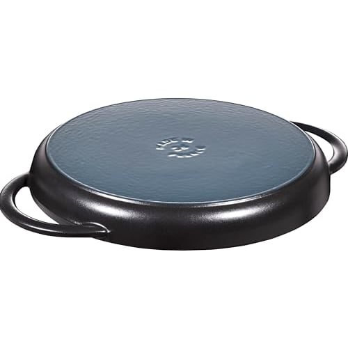 Staub Pure Grill Round Black 26cm Grill & Frying Pan, Double-Handled, Cast Iron, Enamel, Induction Compatible [Official Japanese Product] 40509-377