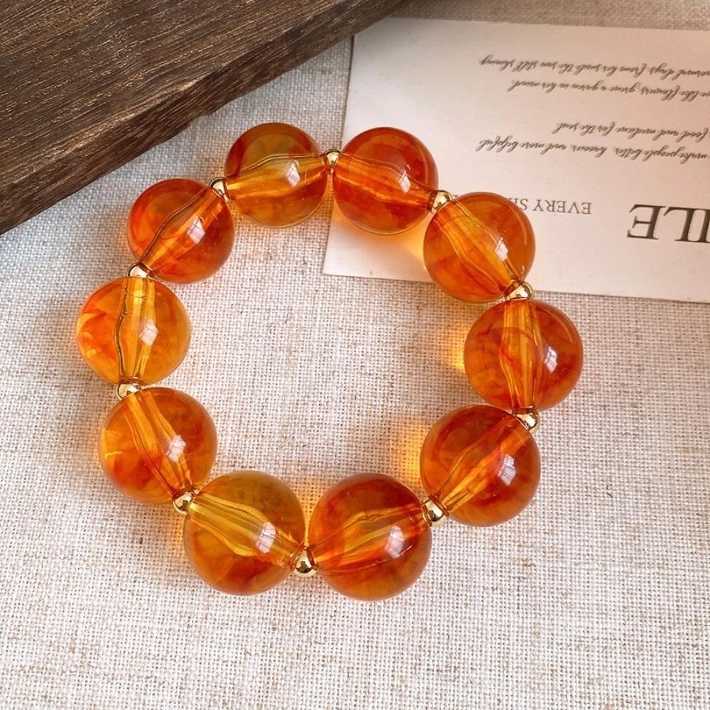Collier Rond en Acrylique Perlé Style Bohème Chaîne de Cou Élastique pour Femmes