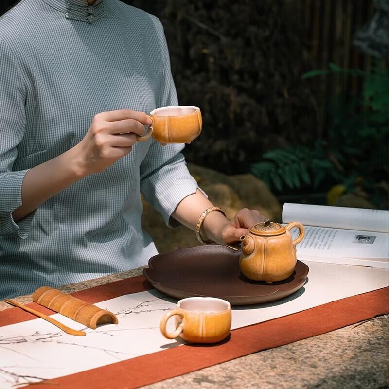 Edenus Ceramic Kung Fu Tea Set, Pumpkin Series