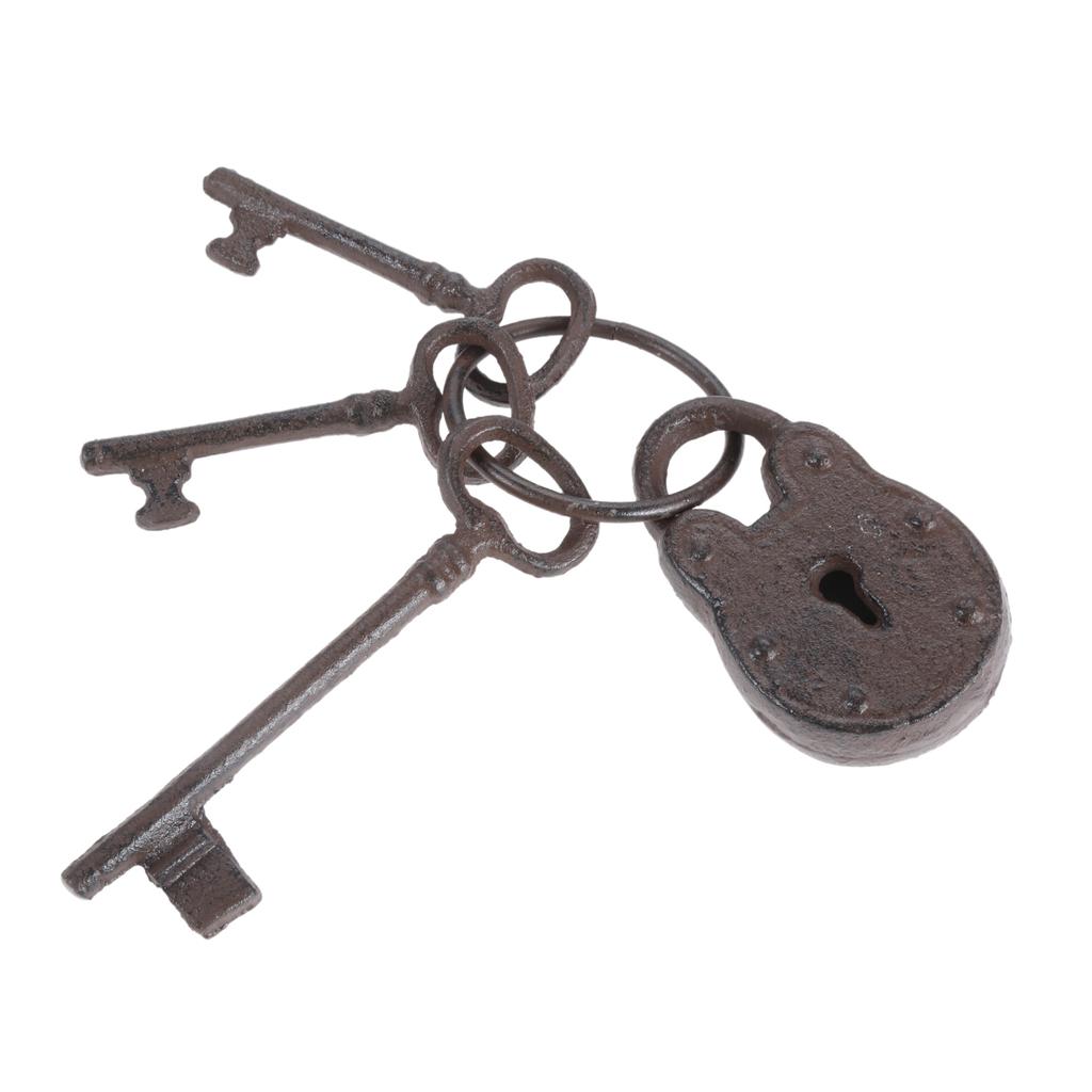 1pc Vintage Cast Iron Key Rings Ornaments Heavy Duty Metal Keys Chain Rustic Skeleton Antique Decor Bar/Home/Restaurant Wall
