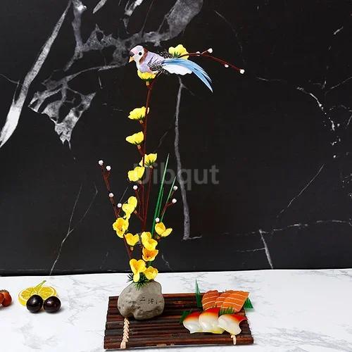 plate tray beauty seafood Sushi Decorating Flowers tree Plants Artistic Conception Decorating Ornament Creative Peach blossom
