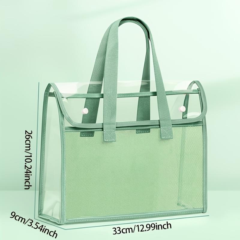 1 Large Capacity Portable Transparent Waterproof Hand-Held Folder Self-Adhesive File Pocket Office Supplies Expandable File Bags