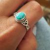 Retro Imitation Turquoise Hollow Ring, White Trend Niche Design Index Finger Ring, Pattern Ring