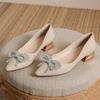 Fashion 34-43 big size bowknot women pumps gold low heel OL shoes pointed toe ladies shiny cloth bowtie pumps zapatos de tacón mujer