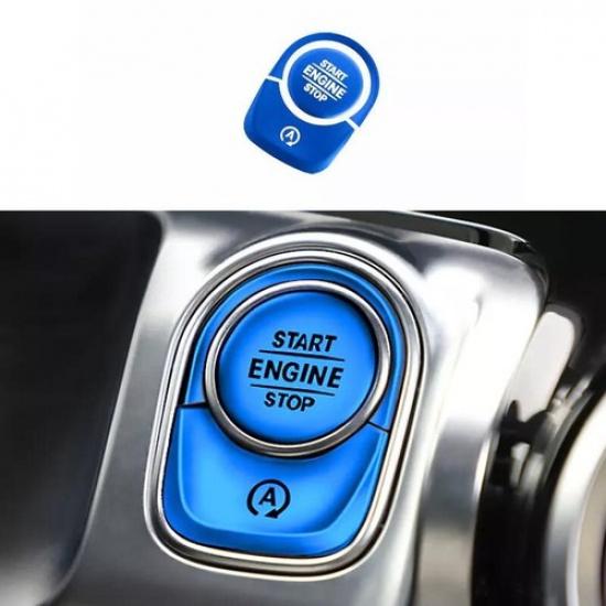 Fit For Benz GLA Blue Aluminum - Cover Trim Car One-Click Startup Button