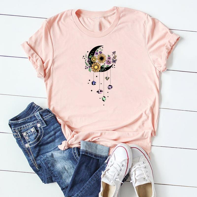 Feather Lovely Tee Top Fashion T Shirt Clothing 90s Sweet Style Trend Casual Short Sleeve Women Print Lady Female Graphic T-shirt