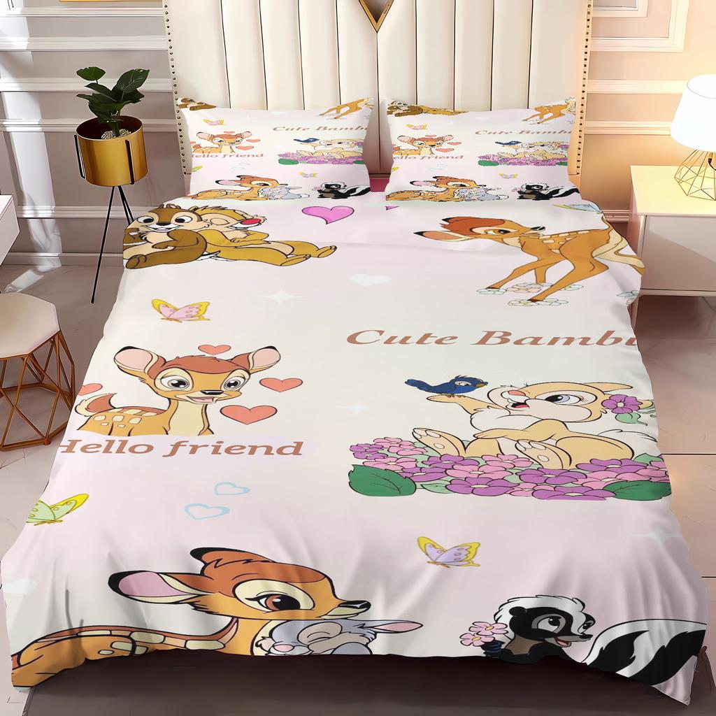 Bambi Párové povlečení Sada povlaků na přikrývku Velikost Twin 100% Polyester 3D Dětská sada povlečení 3dílná 1 povlak na přikrývku