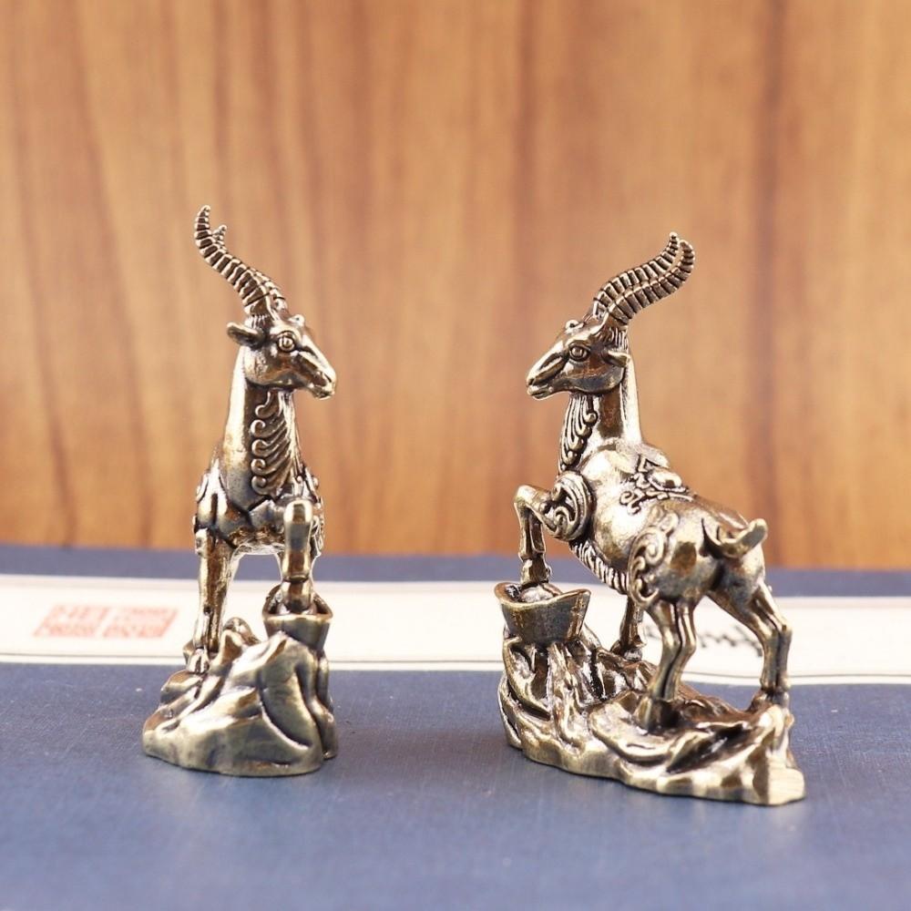1PC Solid Brass Body Brass Animal Craft Flat Base Frame Feng Shui Decor Study Table Decor