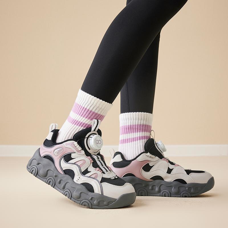 Anta Childrens Brownie Synthetic Leather Mesh Fashion Versatile Trendy Thick Sole Non-Slip Wear-Resistant Breathable Low-Top Casual Shoes A22538809
