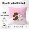 B-Brown And C-CONY Pillow Case Plush Fabric Soft  Pillowcase Double Sided Print Cushion Cover Household Gifts
