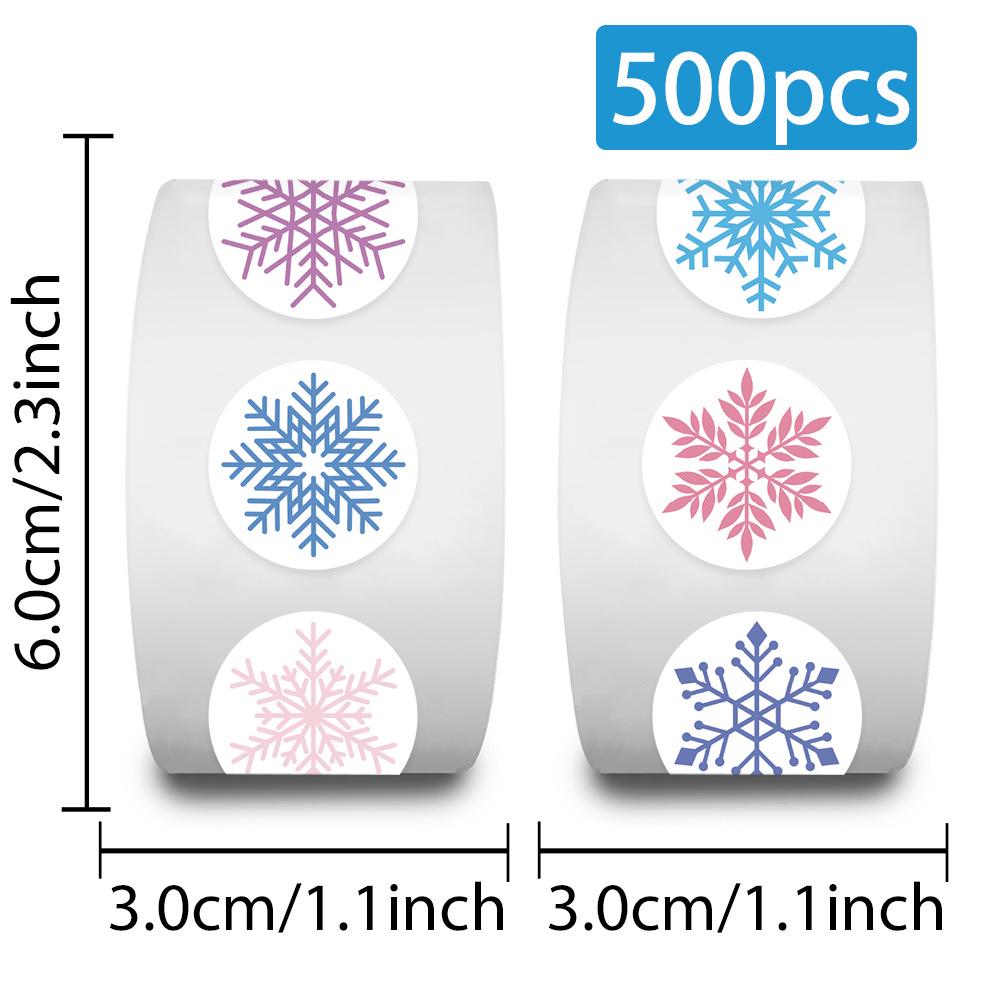Cartoon Snowflake Series Stickers, 500 Sheets/Roll - DIY Decoration & Envelope Sealing.