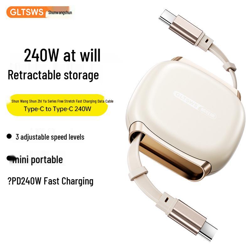 240W Super Fast Magnetic Retractable Charging Cable for iPhone 17 Pro Max