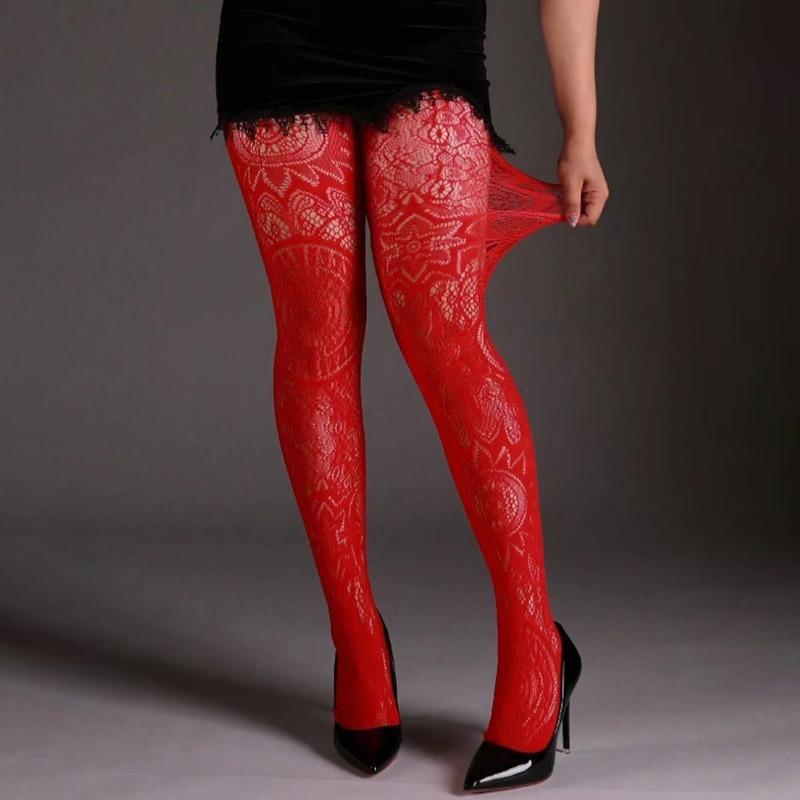 

Колготки Женские Чулки Сексуальные Кружевные Колготки Леггинсы Готическая Лолита Японские Ажурные Тонкие Панк Ретро Черные Чулок one size красный
