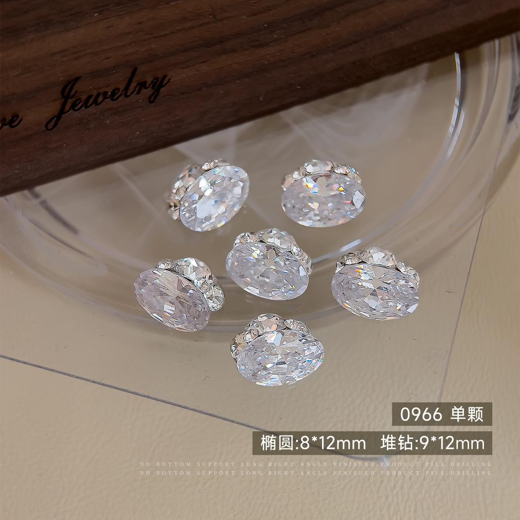 Sparkling Zircon Nail Art Pile Jewelry Light Luxury Versatile Transparent White No Bottom Support Rock Sugar Pigeon Egg Ball Finished Product