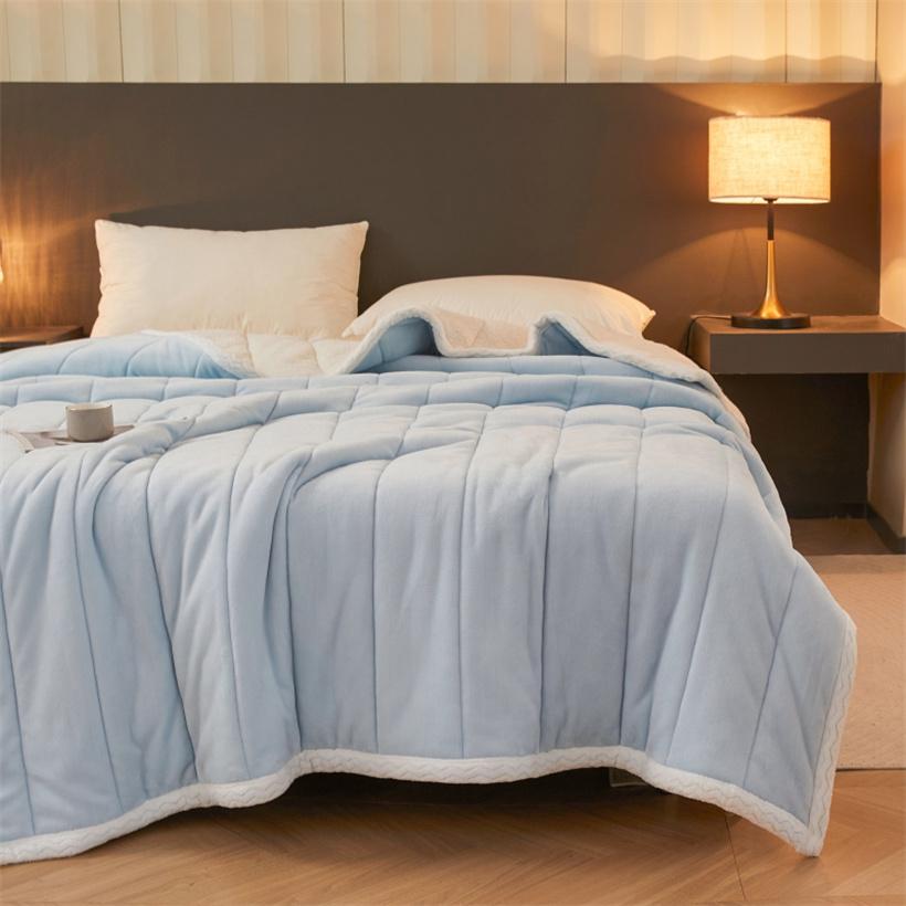 

Одеяла из кораллового бархата для односпальной кровати, двуспальной кровати, двуспальной кровати, осенне-зимнего тепла, 3 слоя, толстые одеяла, мягкие, удобные 47x79inch(120x200cm)