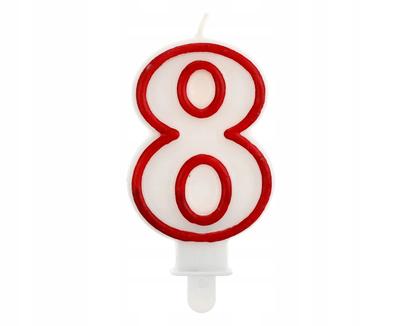 Candle Number Red Outline 8