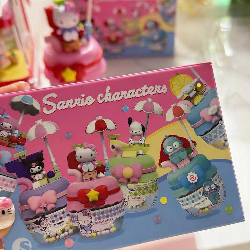 Sanrio Character Hello Kitty Mymelody Kuromi Cinnamoroll Bobo Jam Jar Block Series Blind Box Collection Ornament Girls Gifts