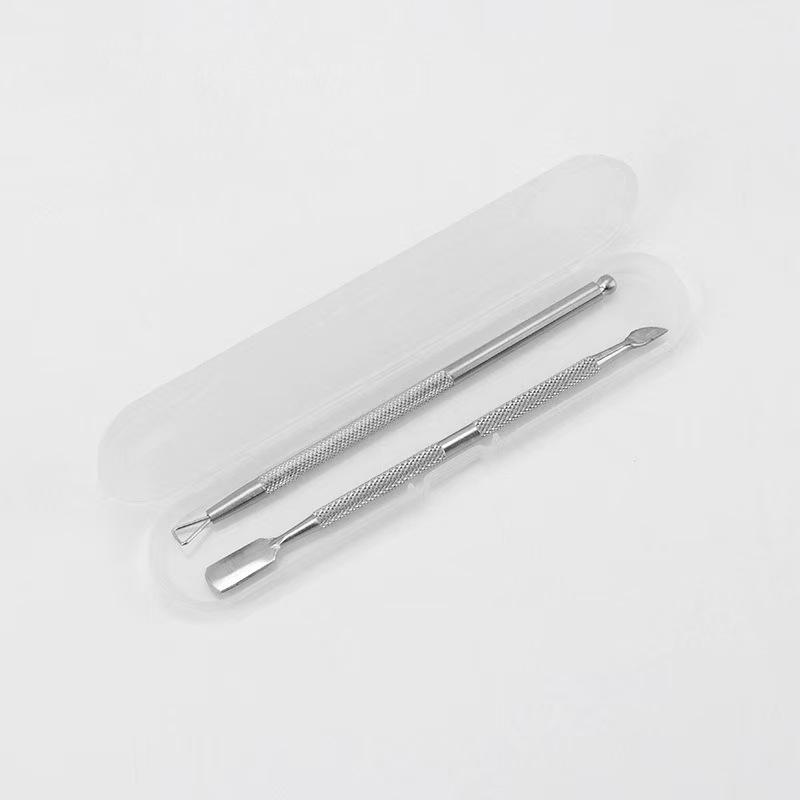 Stainless Steel Manicure & Pedicure Tool Set: Pusher, Blackhead Needle, Nail Cleaner & File