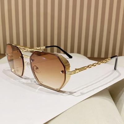 Nuevas Gafas de Sol con Doble Cadena Metálica para Mujer Moda Diseño Genial Marca Gafas de Sol para Fotografía Callejera