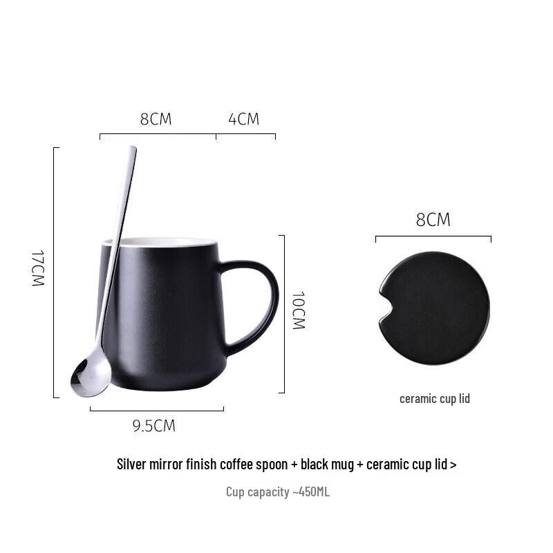 Ceramic Coffee Mug with Lid and Spoon