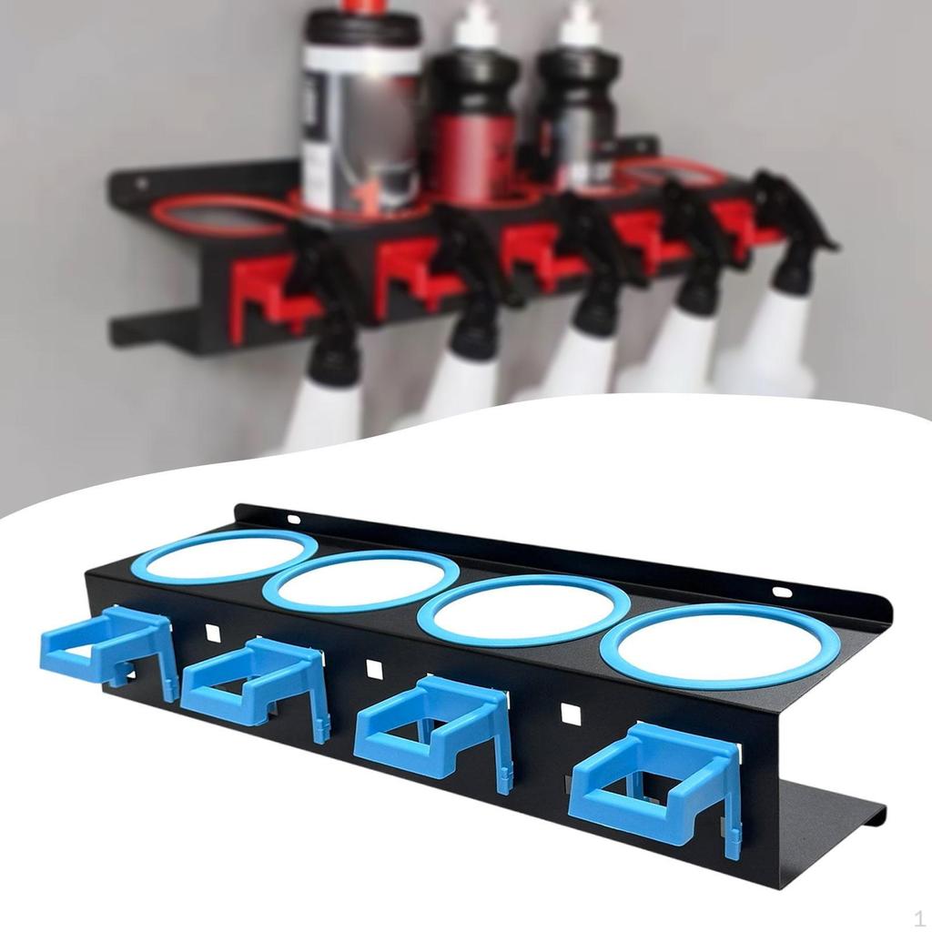 Spray Bottle Holder Car Wash Tool Organizer Bracket Cleaning Supply Hanger with Hooks for Garage