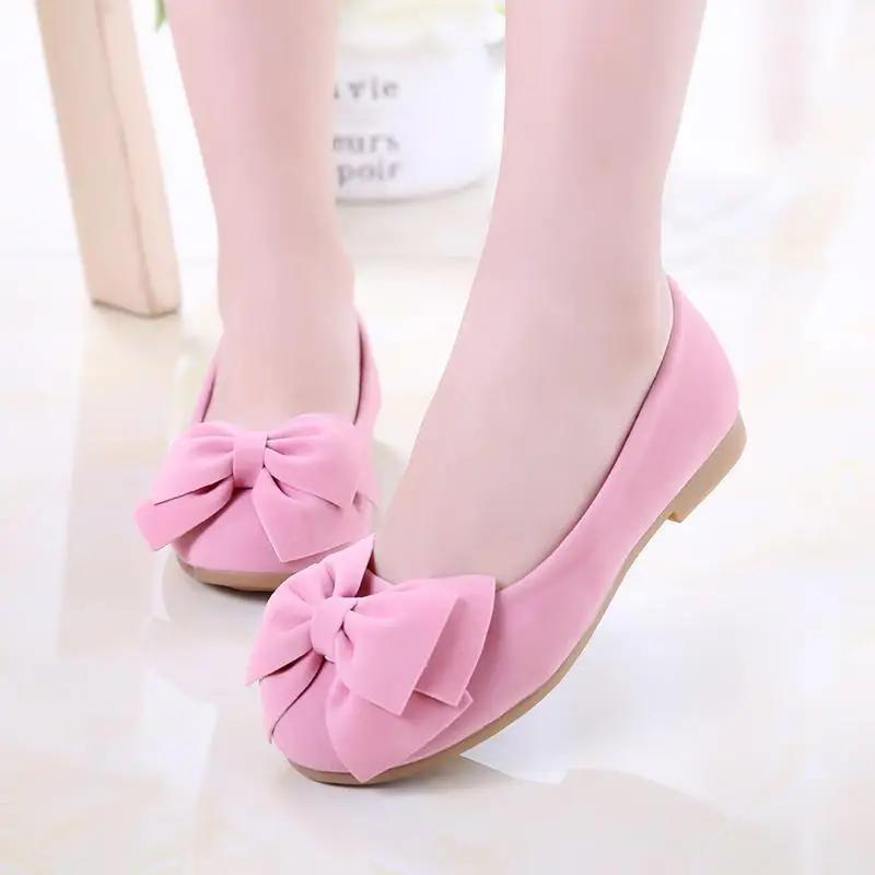 Children's Leather Shoes Sweet Chic Bowknot Ballet Flats for Girls Fashion Soft Versatile Kids Causal Princess Loafers Elegant