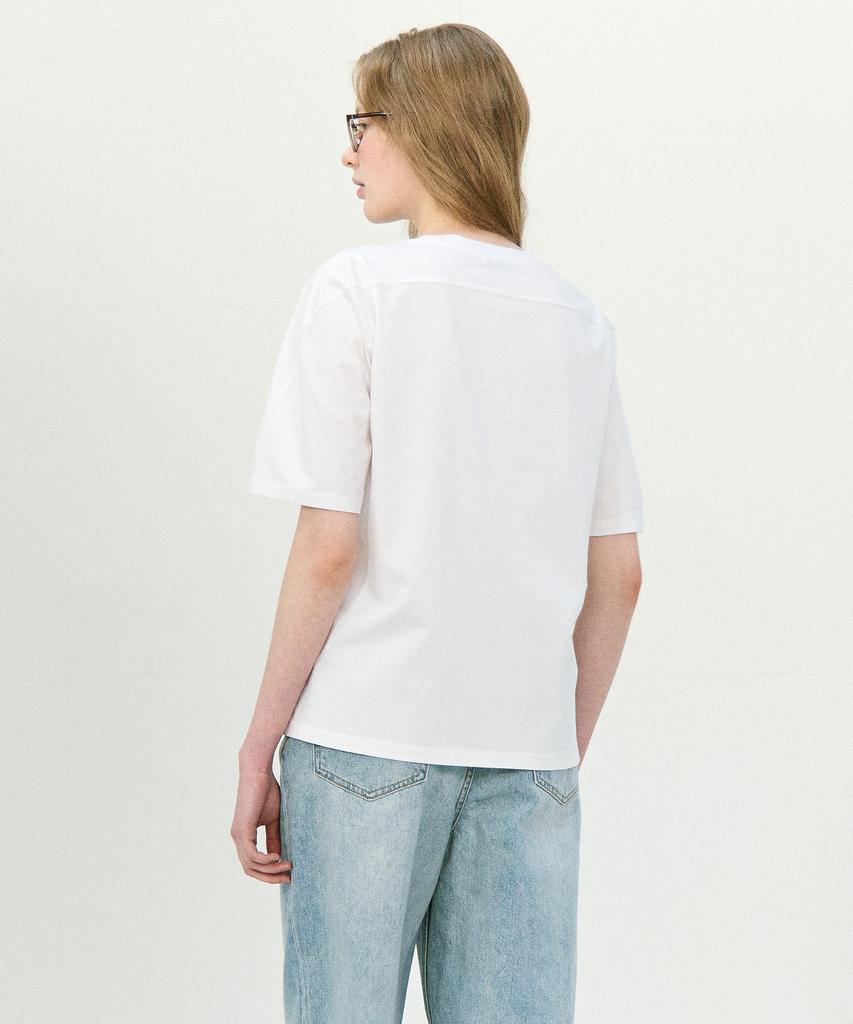 BASIC HOUSE Women'S Silket Sleeve Modulation Short Sleeve T-Shirt White Lzts3213