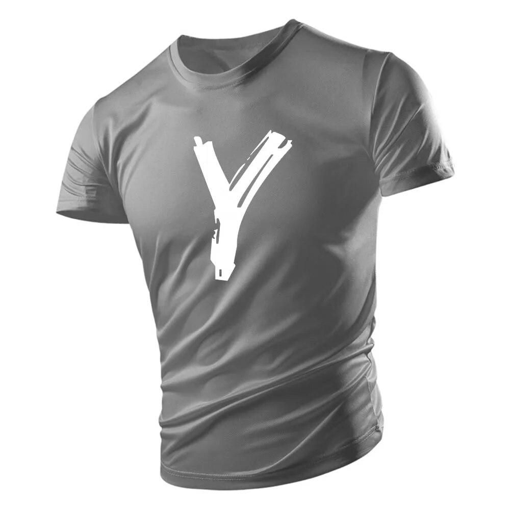 2023 Summer Casual Sports Style 2d Letter-Printed Men'S Round Neck T-Shirt Short Sleeves Comfortable Breathable Quick Drying