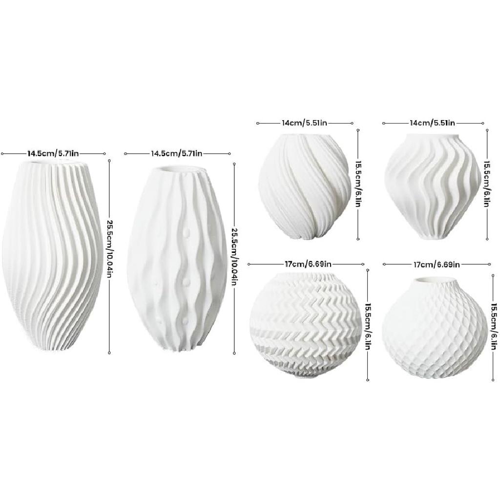 Modern Vase, White Minimalist Small Flower Holders for Pampas Grass Decor, Coffee Table & Shelf Decor, Abstract Vases for Flower Bouquet, Trendy Home