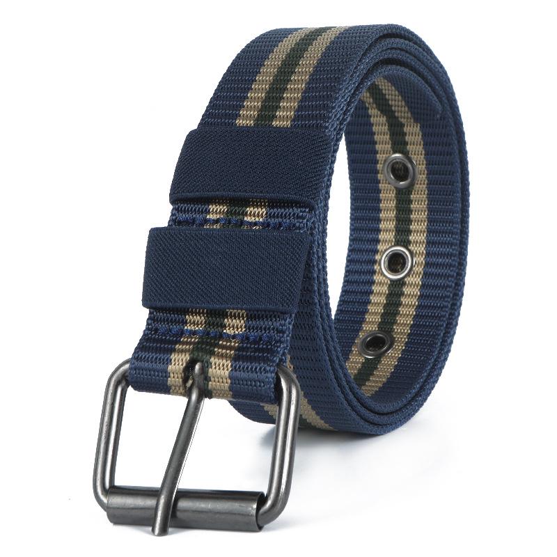 Men's Tactical Nylon Woven Belt with Full Eyelet Pin Buckle for Military Training.