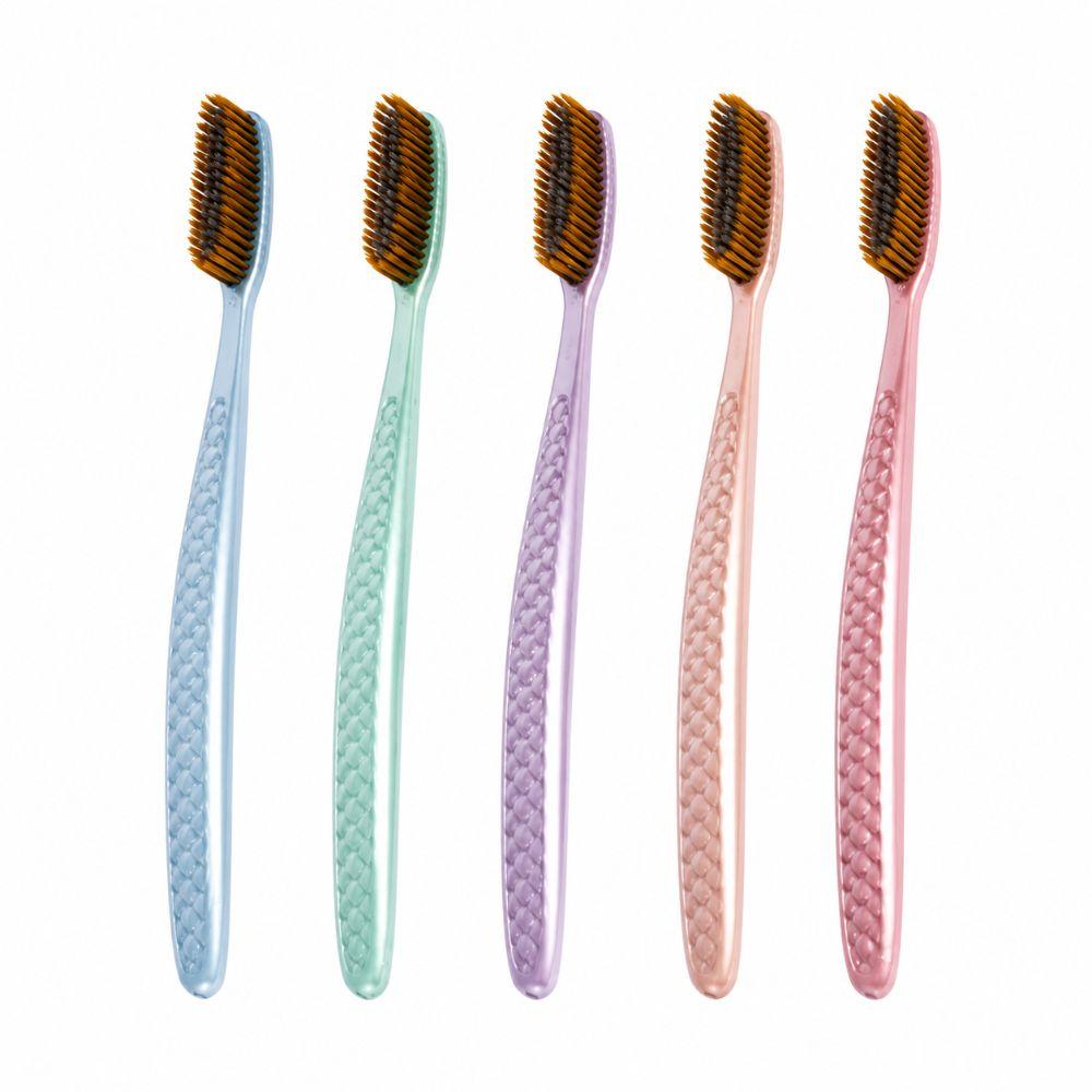 5Pcs Curved Handle Soft Hair Toothbrushes Deep Cleaning Adults Oral Care Home Travel Hotel