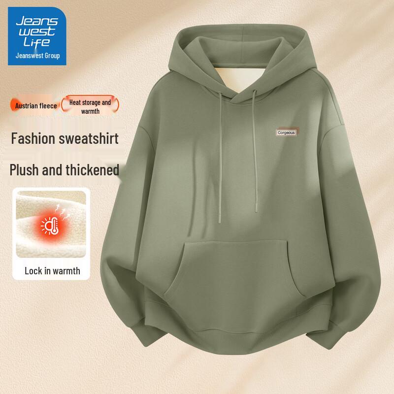 

JEANSWEST LIFE Men s Heavyweight Fleece Hooded Sweatshirt M