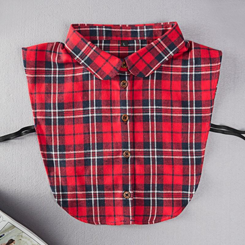 Vintage Plaid Fake Collar Women Detachable collars New Fashion Cotton False Collar Shirt Tie Female Removable Dickie Shirt Women