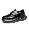 Frühlings-Luftpolster-Herrenschuhe echtes Leder Business Casual Lederschuhe Herren Britisch dicke Sohle erhöhend atmungsaktiv Pedal