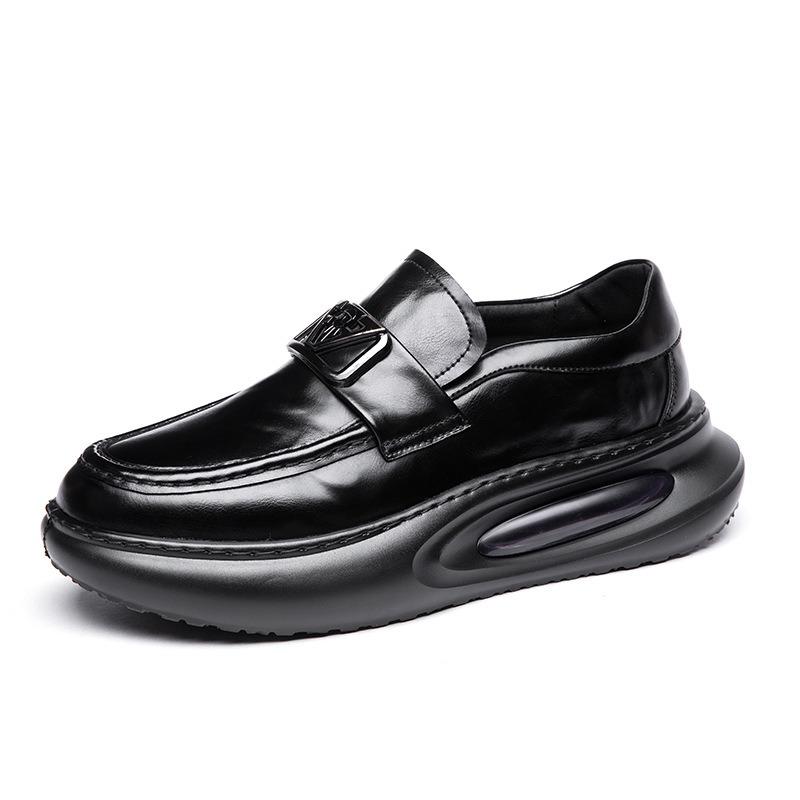 Spring air cushion men's shoes genuine leather business casual leather shoes men's British thick sole heightening breathable pedal